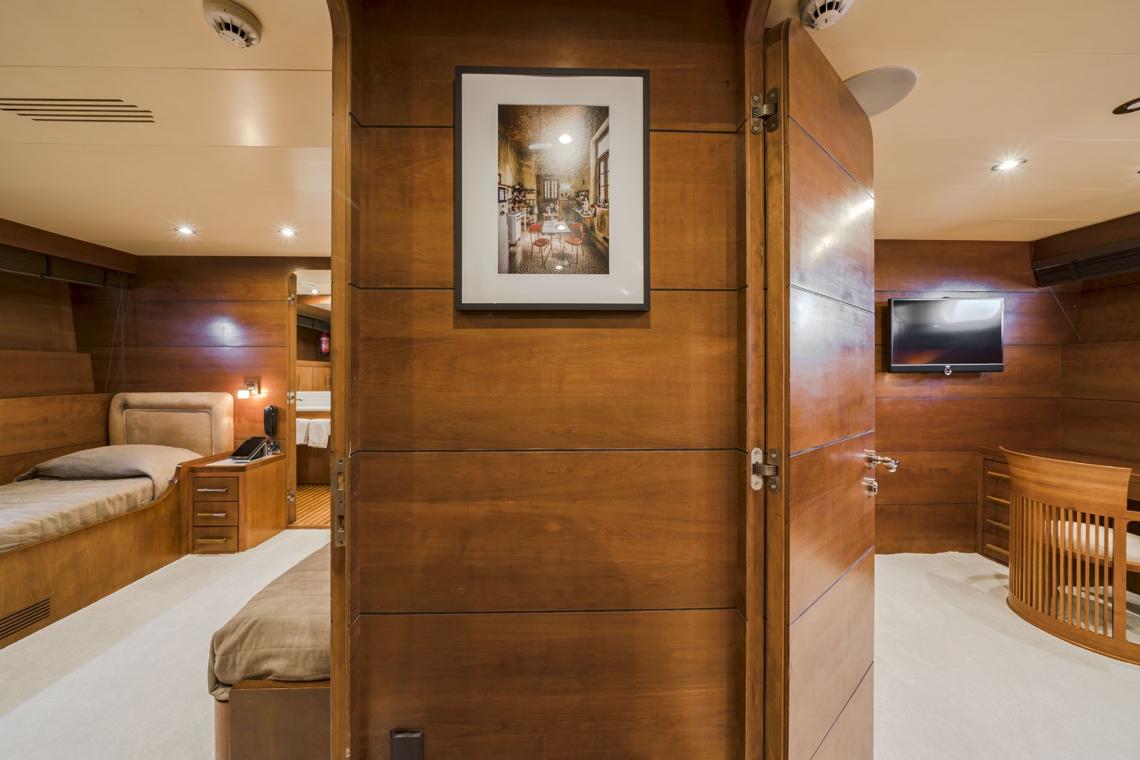 Dressing area with mirror and lamps