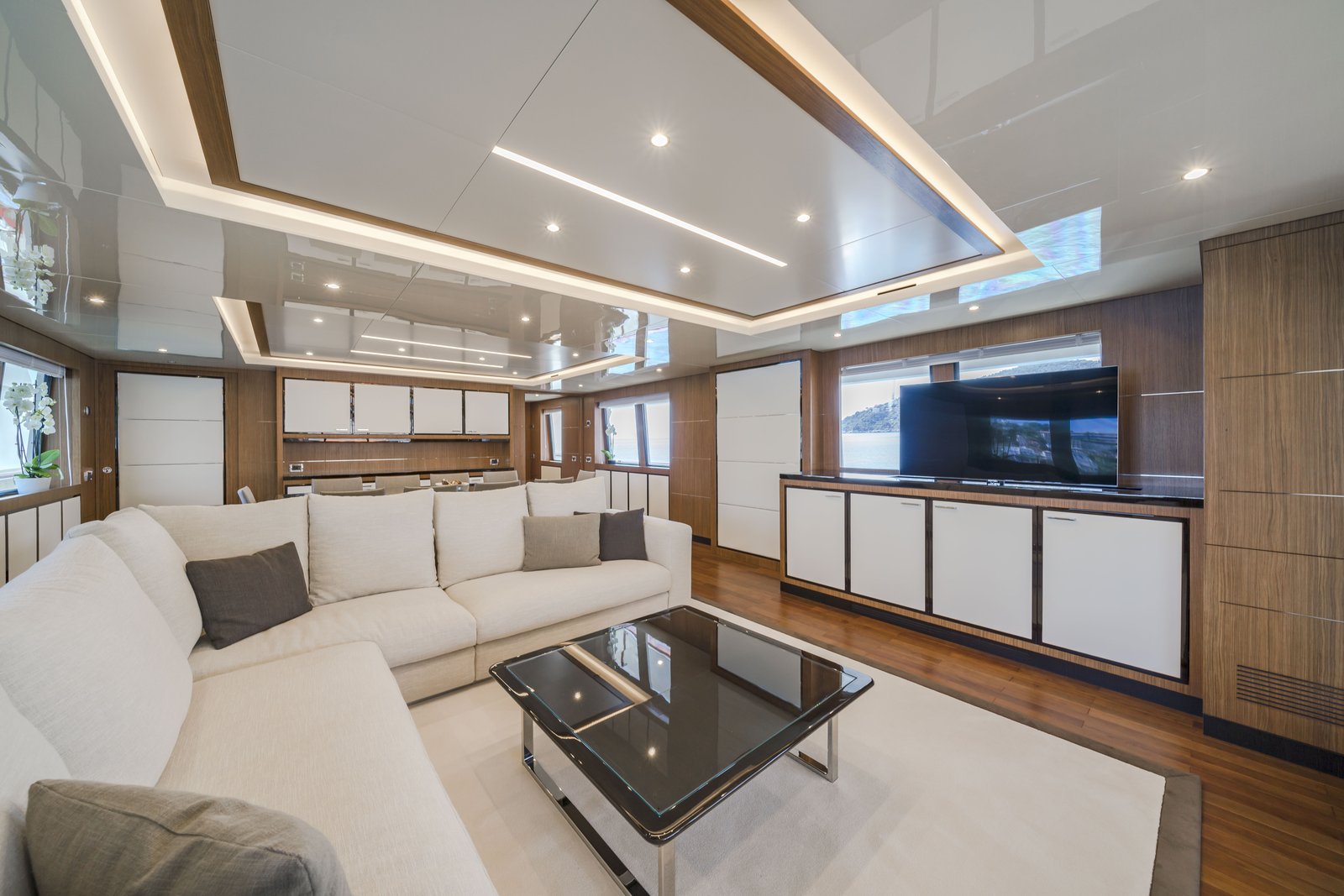 Main deck salon — alternate angle with entertainment centre